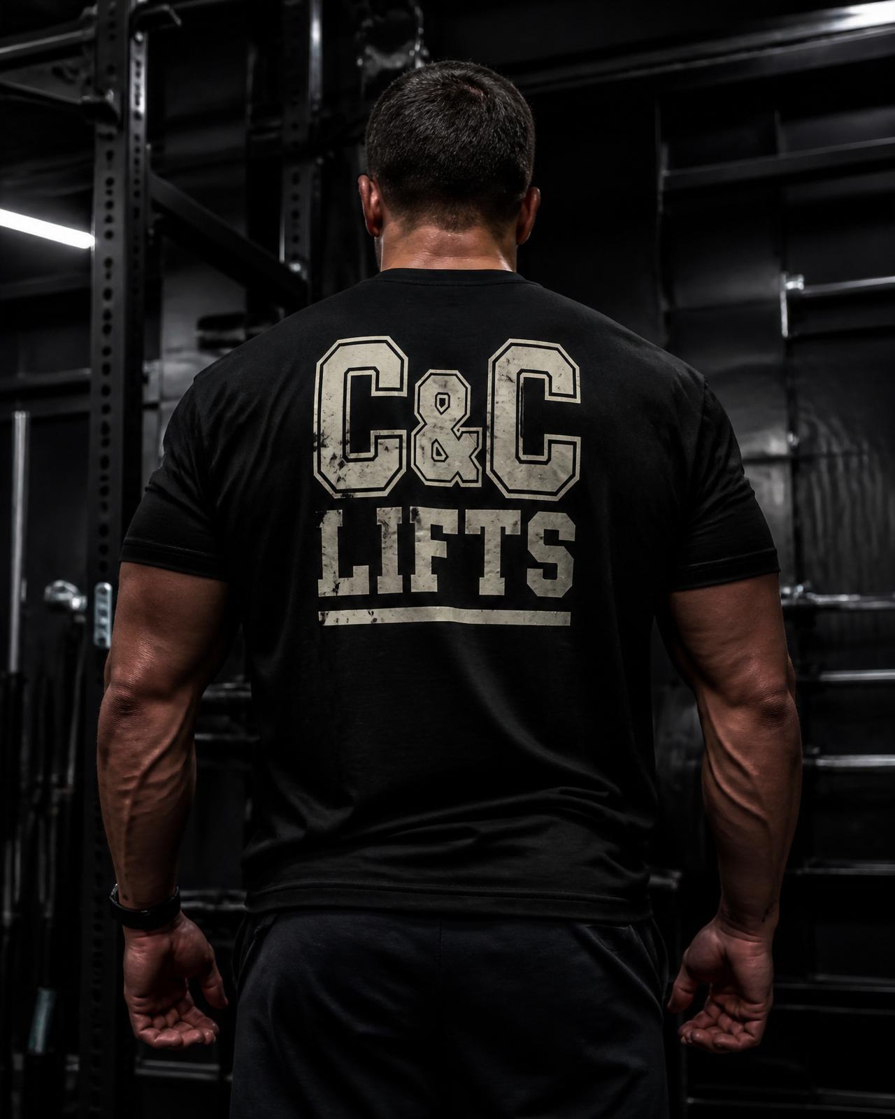 Athlete wearing C&C Lifts tee